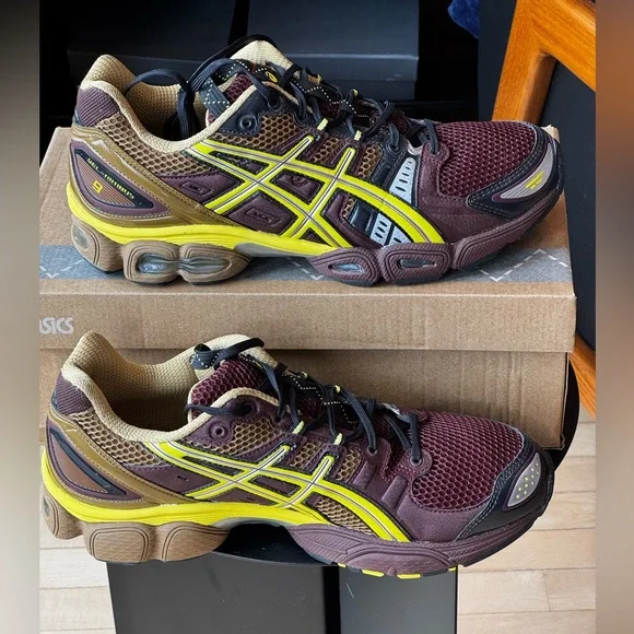 Mens ASICS Men’s Maroon and Yellow Running Shoes - Picture 4 of 7